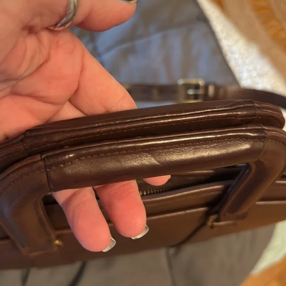 Vintage Coach L6C-5282 Brown Leather Satchel Tote Briefcase Bag Zip Top Zipper - Picture 8 of 13